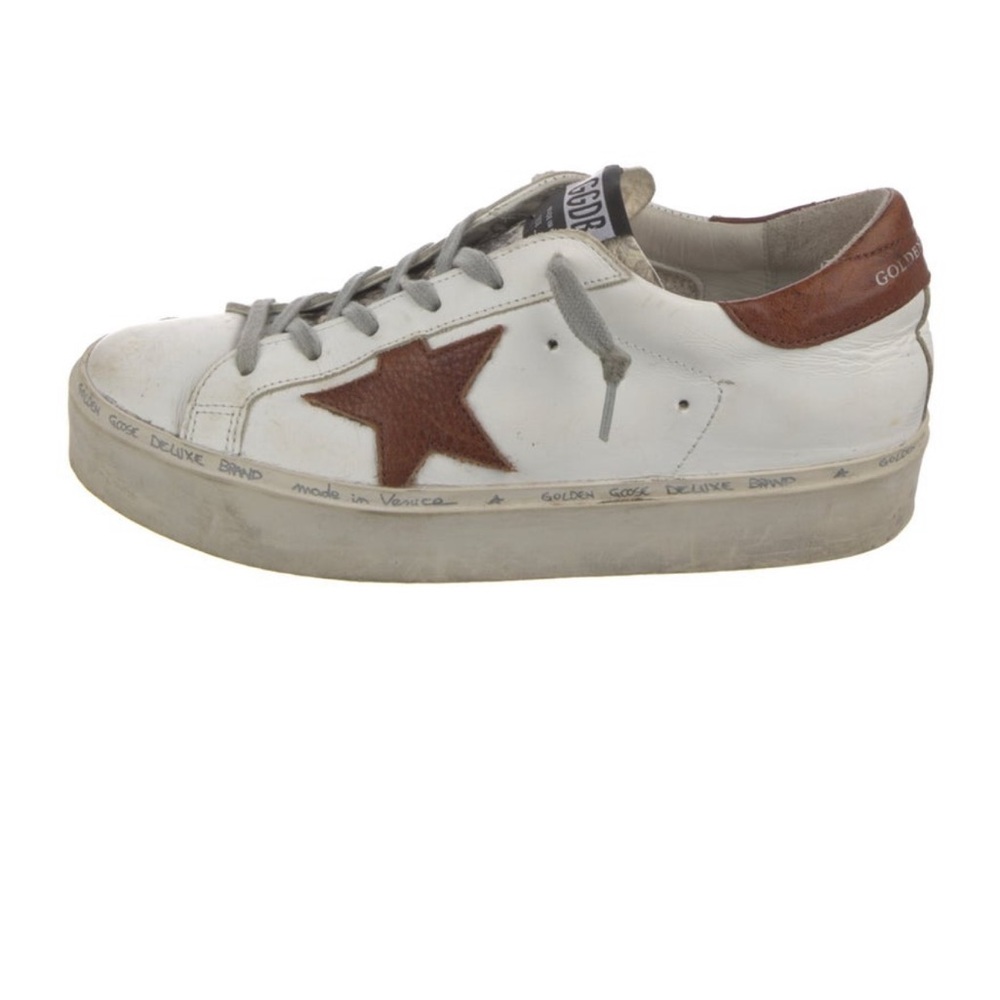 Golden Goose White and Tan Star Sneakers